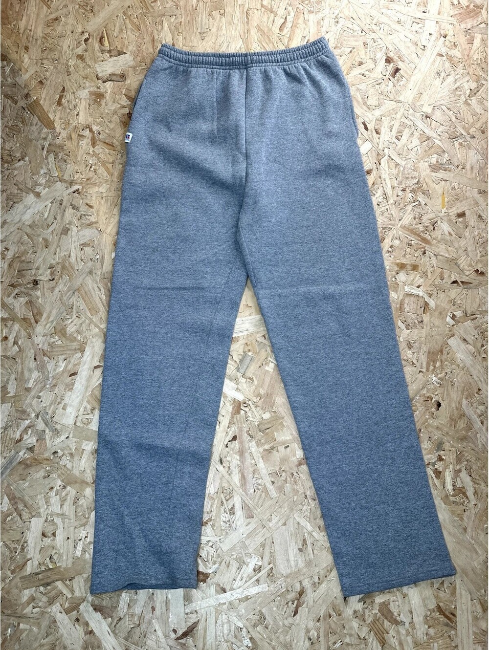 Vintage Russell Athletic Sweatpants Mens Large Gray Fleece Open Bottom Joggers